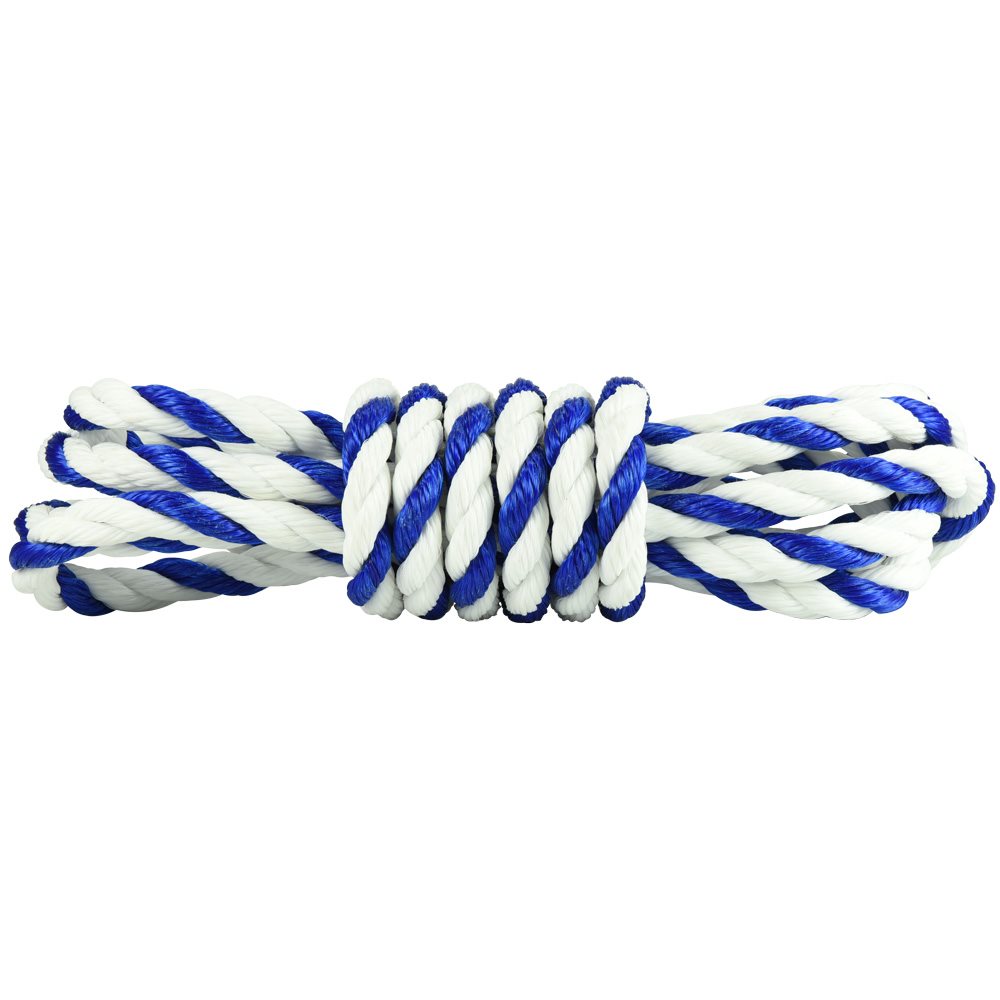 3 / 4" Pool Rope - Per Foot, Blue-White Twisted