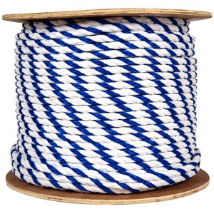 Bulk Pool Rope, Blue-White Twisted - 1 / 2" x 600'