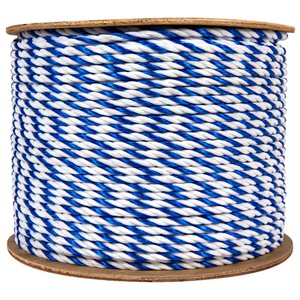 Bulk Pool Rope, Blue-White Twisted - 1 / 4" x 600'