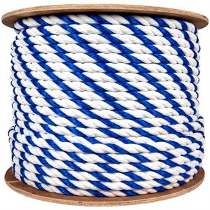 Bulk Pool Rope, Blue-White Twisted - 3 / 4" x 600'