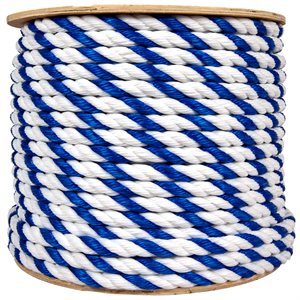 Bulk Pool Rope, Blue-White Twisted - 3 / 4" x 300'