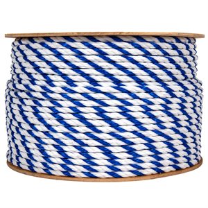 Bulk Pool Rope, Blue-White Twisted - 3 / 8" x 600'