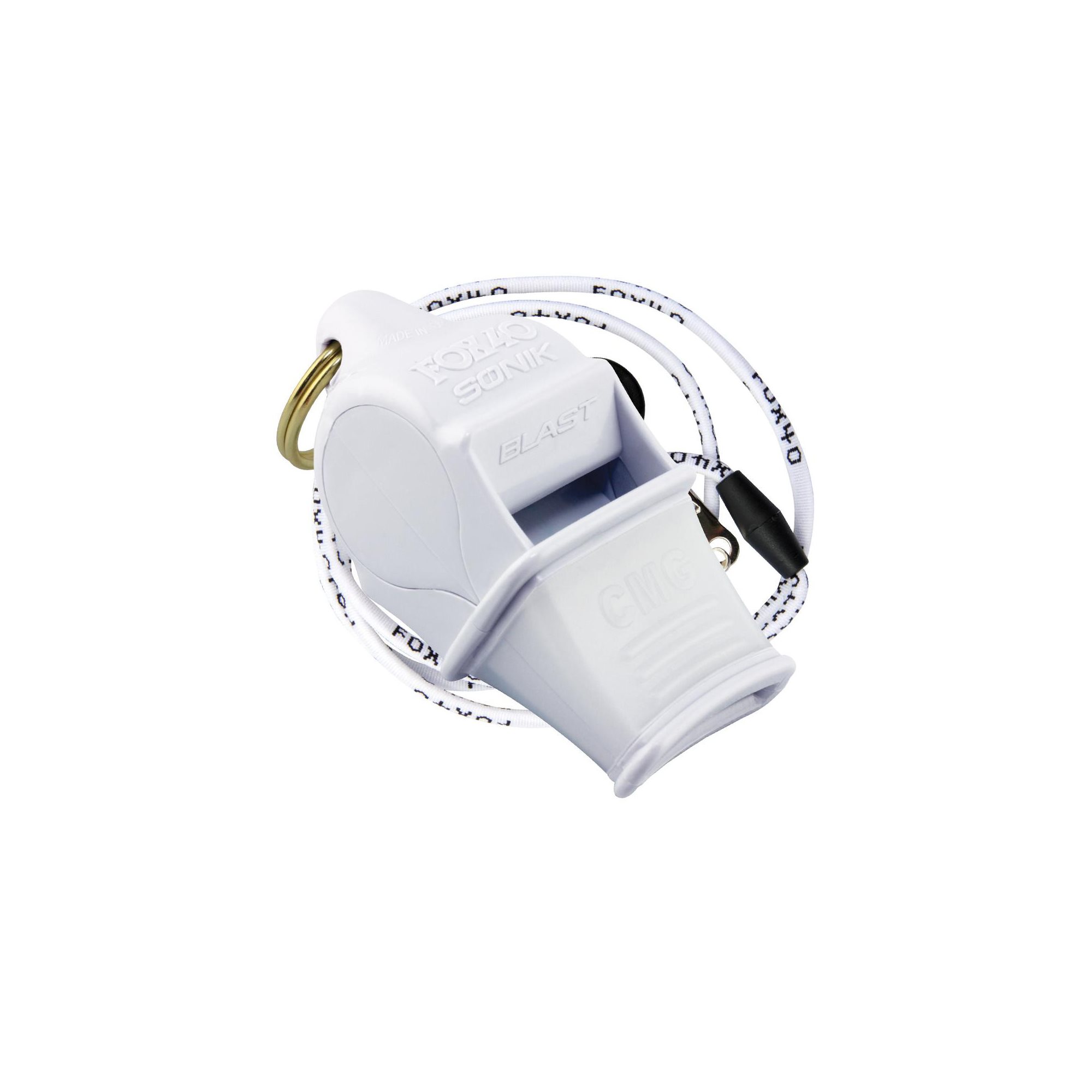 Fox 40 Sonik Blast CMG Whistle with Lanyard, White