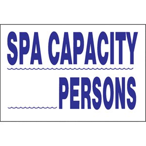 Sign - Spa Capacity 12" x 18"