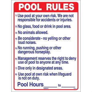 Sign - Pool Rules 18" x 24"