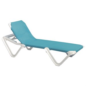 Nautical Sling Chaise, White / Turquoise, Case of 12