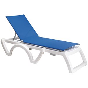 Jamaica Sling Chaise, White Frame, Royal Blue Sling, Case of 16