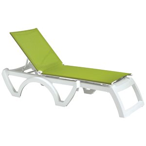 Jamaica Sling Chaise, White Frame, Fern Green Sling, Case of 16