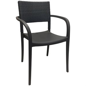 Java Stackable Chair with Armrests Charcoal Frame, Case of 4