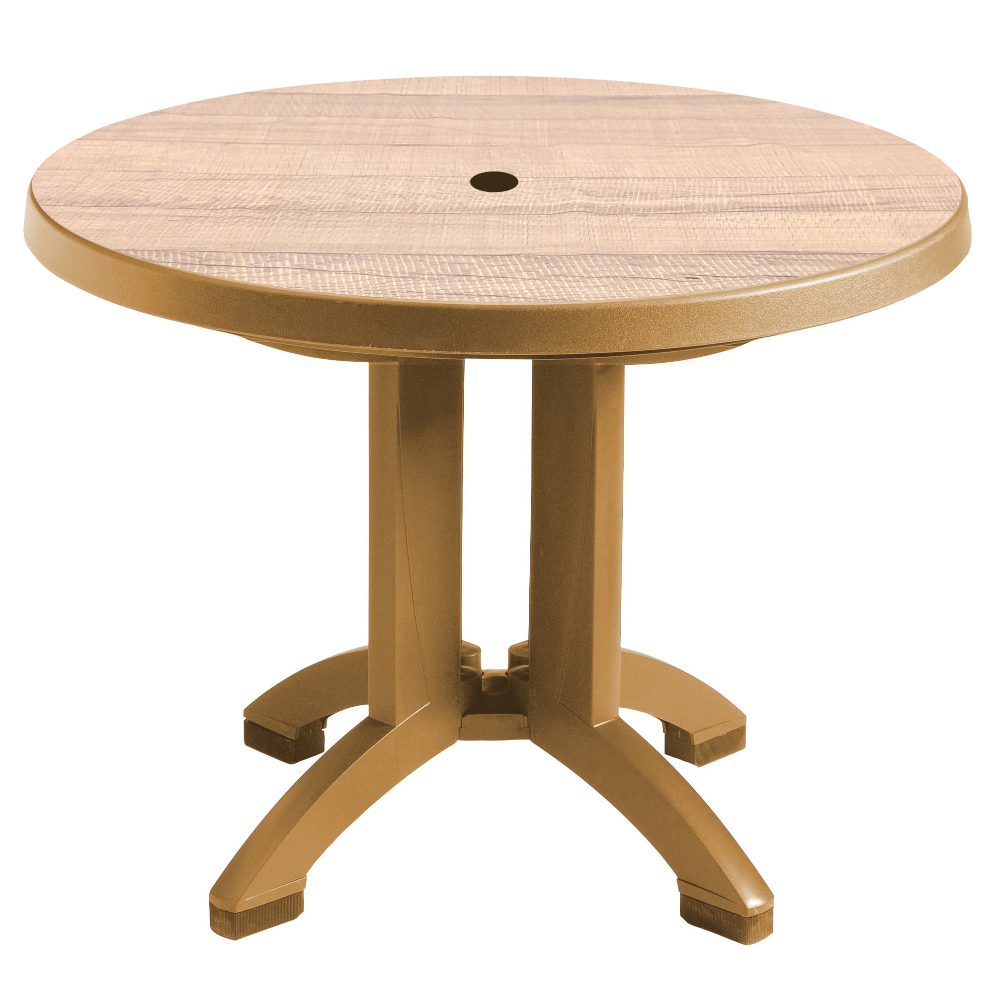 Aquaba Table, 38" Round, Sawcut / Teakwood