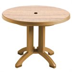 Aquaba Table, 38" Round, Sawcut / Teakwood