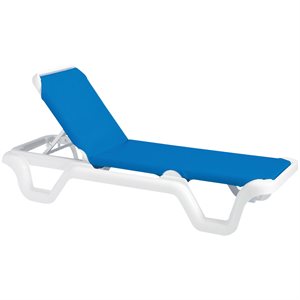 Marina Sling Chaise, White Frame, Royal Blue Sling, Case of 14