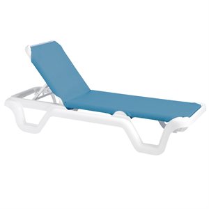 Marina Sling Chaise, White Frame, Sky Blue Sling, Case of 14