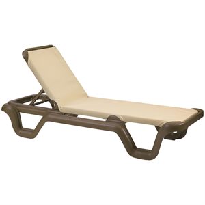 Marina Sling Chaise, Bronze Mist Frame, Khaki Sling, Case of 14